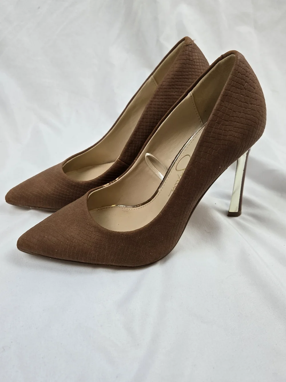 Jessica Simpson Brown Textured Pointed Toe Stiletto Pumps Size 5.5M